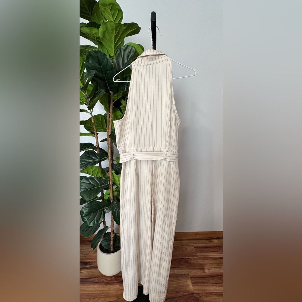 A New Day White and Black Striped Jumpsuit - Picture 3 of 5